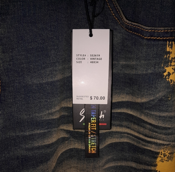 Yellow and White Bootcut Jeans with Distressed Details - Picture 6 of 7